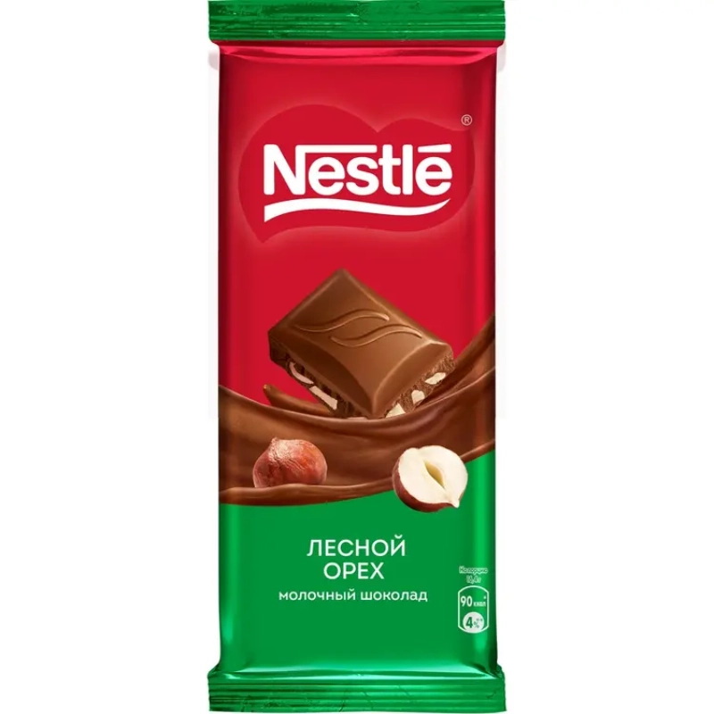 شکلات تخته‌ای شیری شکلات فندقی نستله ۸۲ گرمی