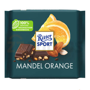 خرید و قیمت شکلات تلخ ریتر اسپرت Ritter Sport با تکه های بادام و پرتقال 100 گرم