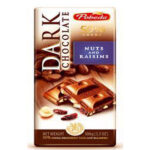 شکلات تخته ای تلخ 50% با مغز آجیل و کشمش پوبدا