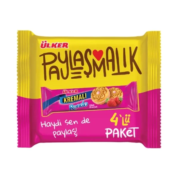 بیسکوییت طعم توت فرنگی ساندویچی کرمدار اولکر 244 گرمی | Ulker