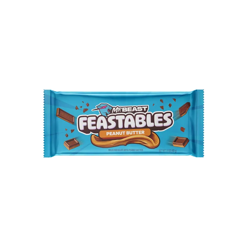 مستر بیست-1 شکلات با طعم کره بادام زمینی مستر بیست 60 گرمی | Mr Beast Feastables Peanut Butter