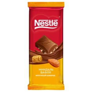 شکلات تخته‌ای بادام و وافل نستله ۸۰ گرمی