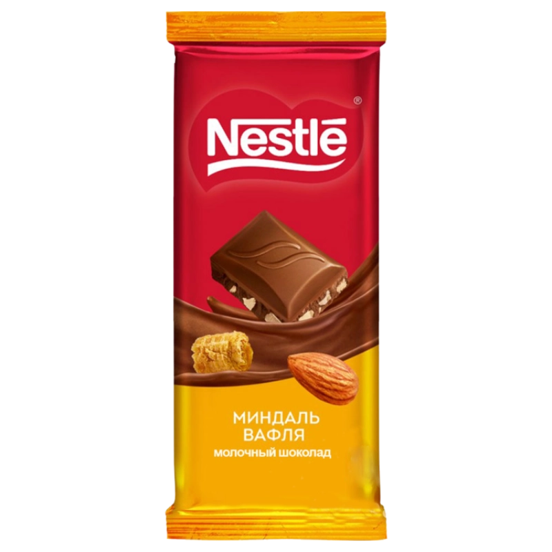 شکلات تخته_ای بادام و وافل نستله ۸۰ گرمی (1) شکلات تختهای بادام و وافل نستله ۸۰ گرمی