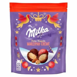 شکلات توپی پاکتی با مغز مارزیپان میلکا ۹۰ گرمی | Milka Marzipan Cream Fine Balls