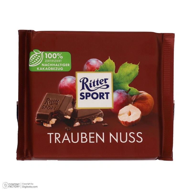 شکلات تخته_ای انگور و فندق ریتر اسپرت 100 گرم شکلات تختهای انگور و فندق ریتر اسپرت 100 گرم