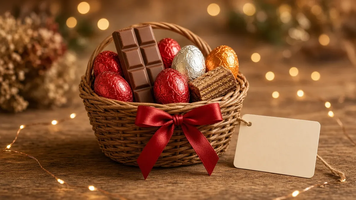 سبد هدیه شکلات کیندر و تخم مرغ شانسی